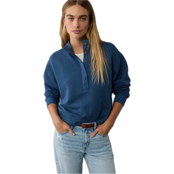 American Eagle Henley Fleece Sweatshirt - Picture 1 of 4